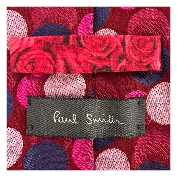 PAUL SMITH Men’s Silk Tie Polka Dot Print Italy - Picture 4 of 5